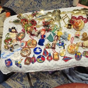 50 Piece 1980 STYLE/ Actual Christmas Ornament/ Sitters Set!!! 1/2 are HANDMADE